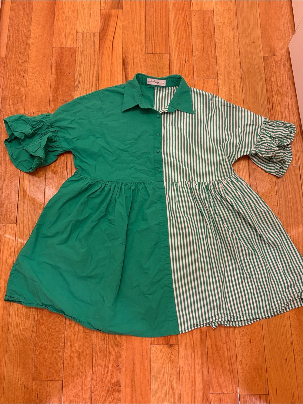 Petal & Pup Green Split-Panel Short Dress